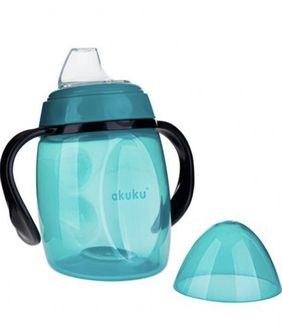 Akuku Hrníček nakloněný se silikonovým náustkem Akuku 280ml modrý