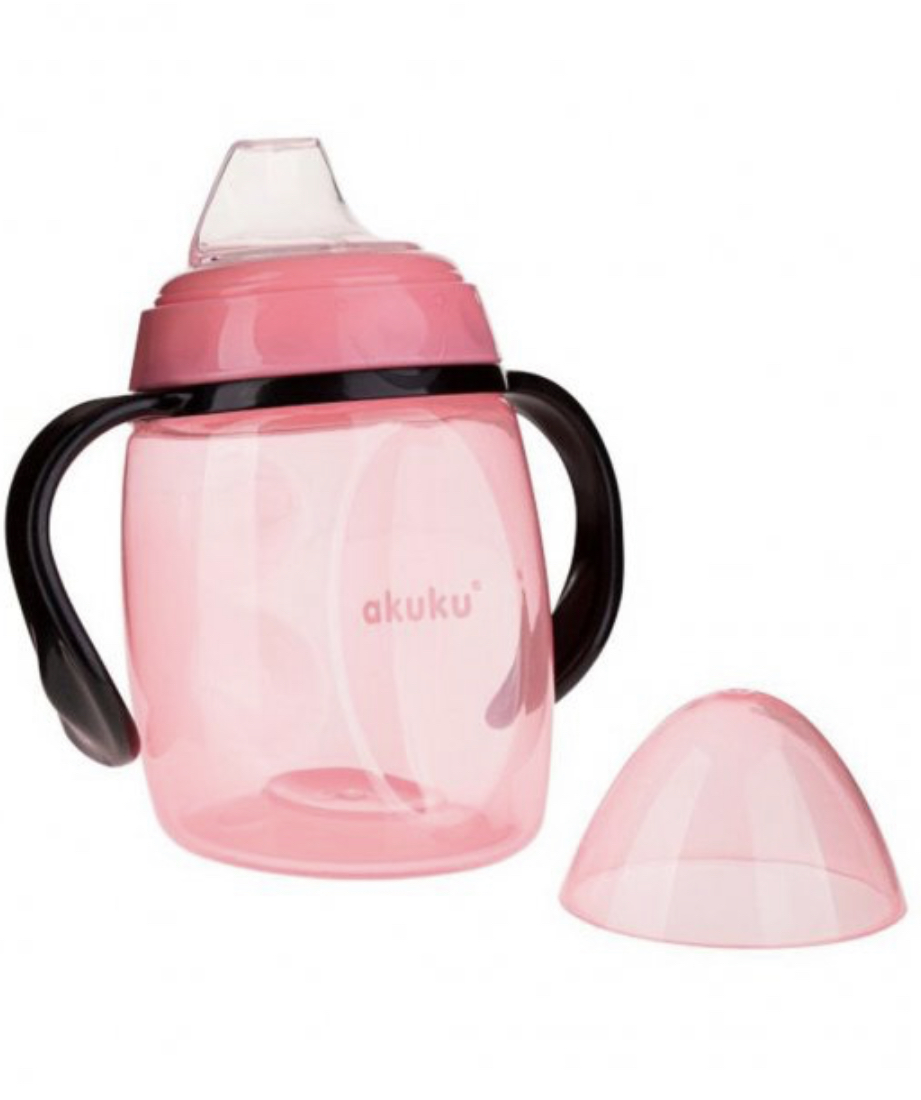 Akuku Hrníček nakloněný se silikonovým náustkem Akuku 280ml růžový