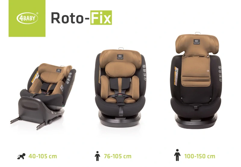 4Baby AUTOSEDAČKA ROTO-FIX -mokka