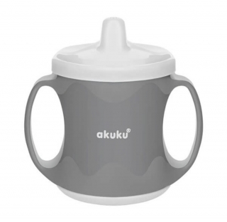 Dětský netekoucí hrníček Akuku 200 ml šedo-bílý