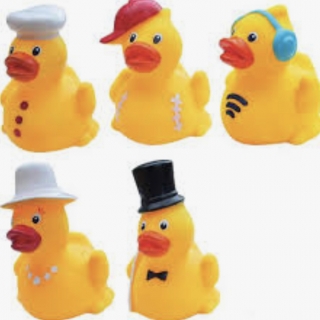 Gumové kachničky s kloboučkem 3 ks Hencztoys