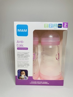 MAM Anti Colic Double pack, 2x260ml růžová 