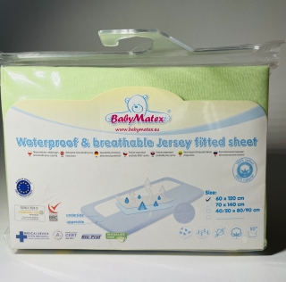 Prostěradlo 120x60 cm Baby Matex Tencel Nepromokavé zelené 