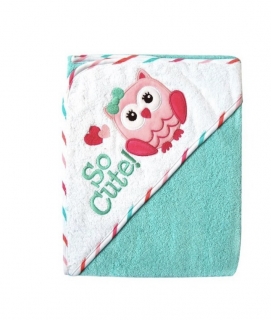 Osuška kojenecká s kapucí froté Bobobaby 76x76cm sova