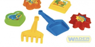 WADER Formičky na písek plastový set s lopatkou a hráběmi IML 6 ks 